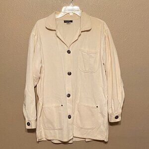 Vintage Nadia Women's Corduroy Beige Button Up Barn Chore Jacket Size Approx M/L